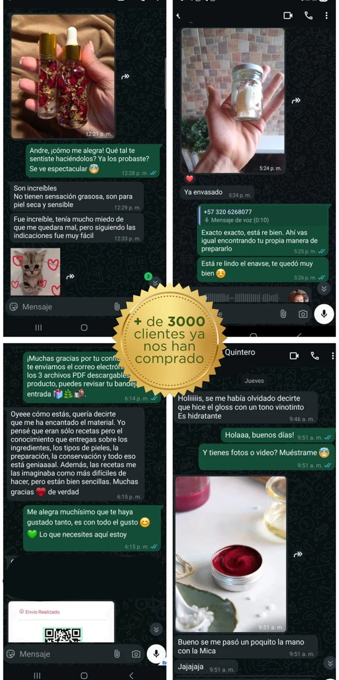 Conversaciones reales con alumnas mostrando sus productos